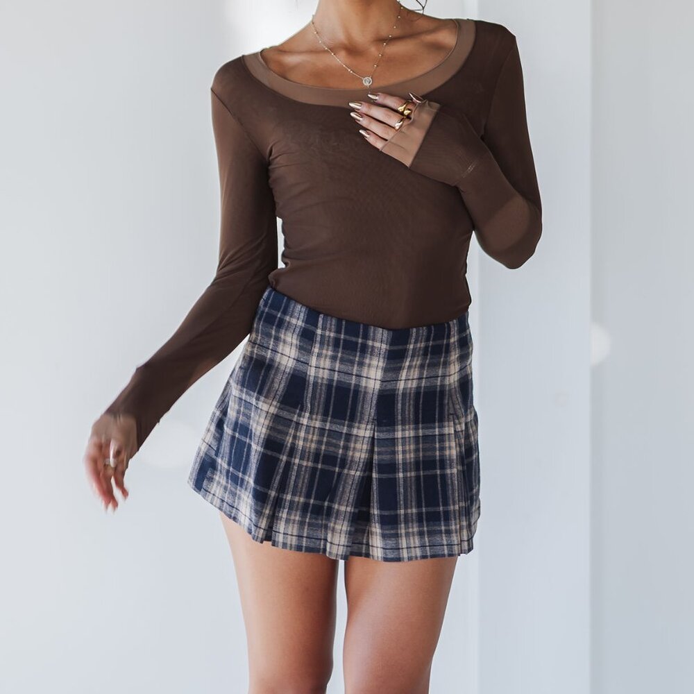 Plaid Pleated Mini Skort Preppy Flannel Plaid Skirt Shorts NWT